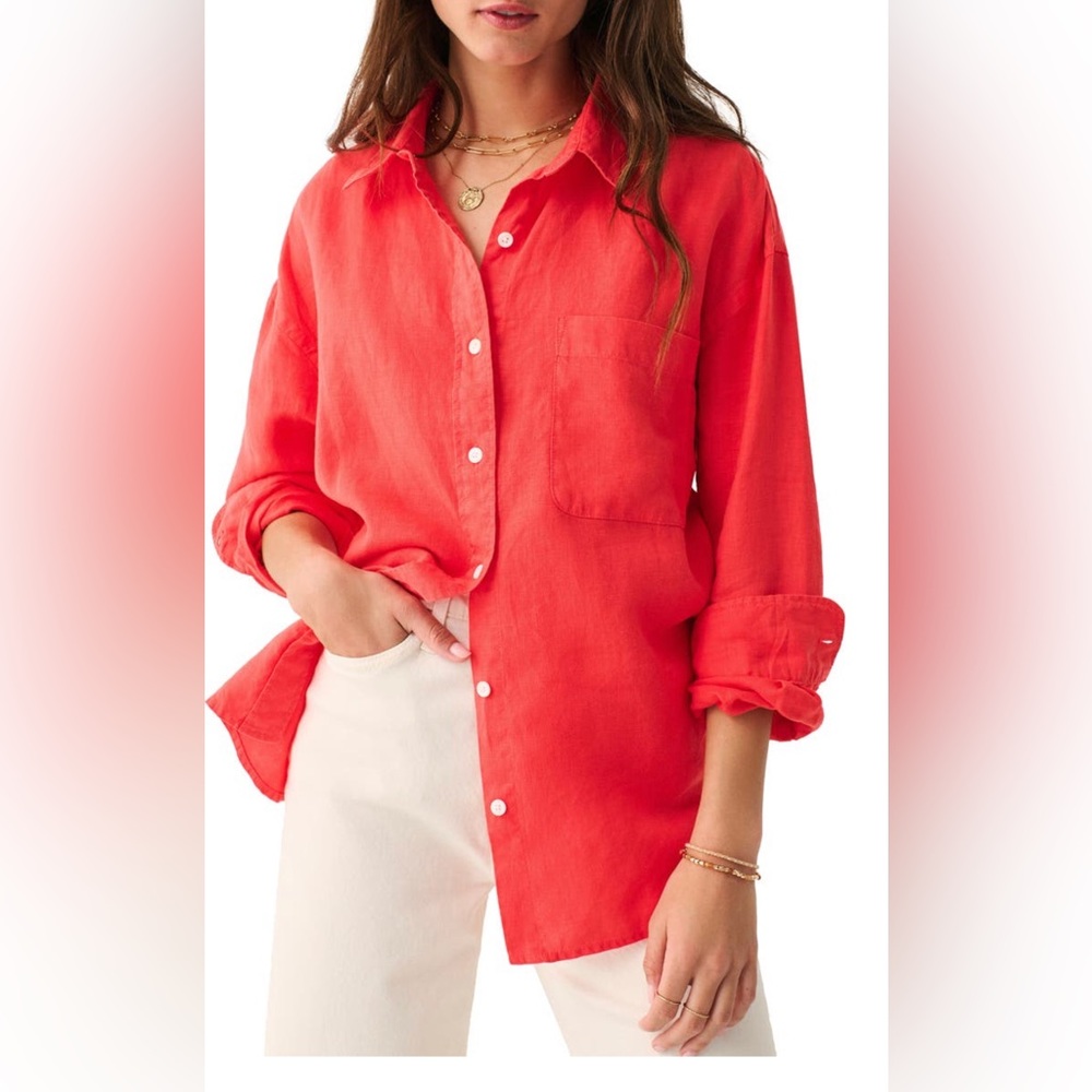 Faherty Laguna Relaxed Fit Linen Button-Up Shirt
